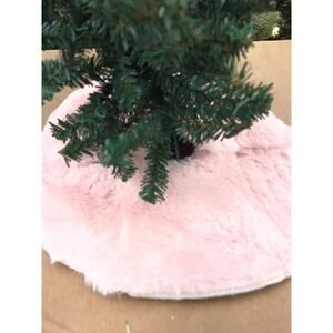 Pink Faux Fur Soft Fluffy Christmas Mini Tree Skirt 18 in-NWT